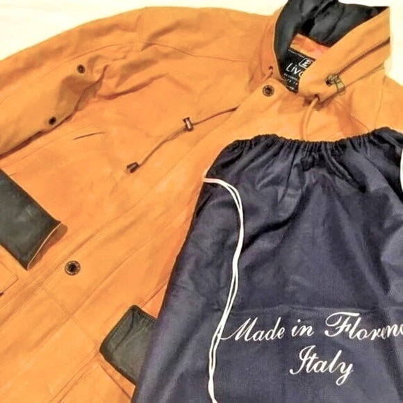 NWT LIVAR Liviana Palli Designer Italian Leather Jacket Gold Suede M MSRP $1500 - Picture 2 of 6